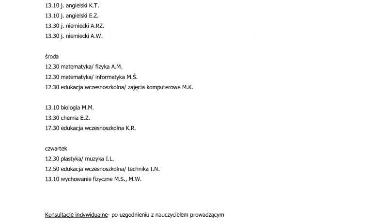 Konsultacje z nauczycielami na programie ZOOM